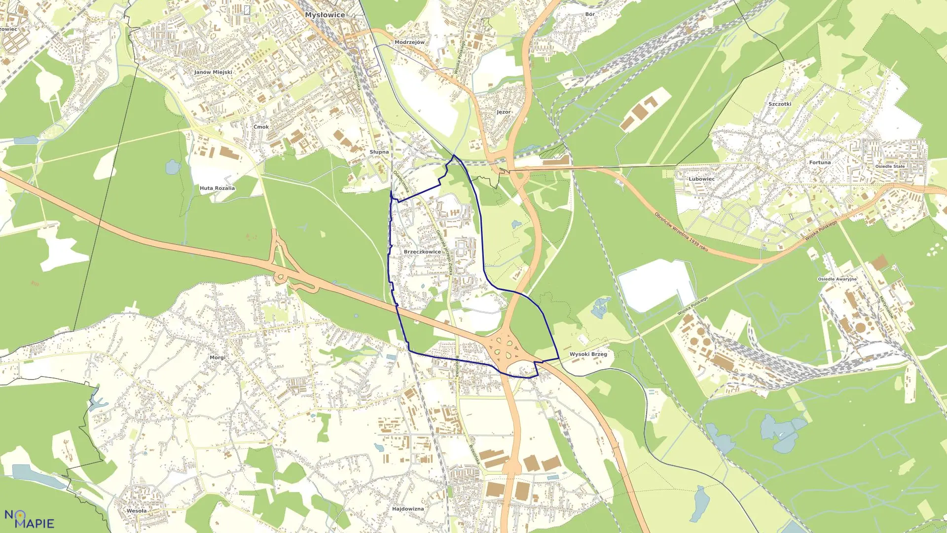Mapa obrębu BRZĘCZKOWICE w mieście Mysłowice