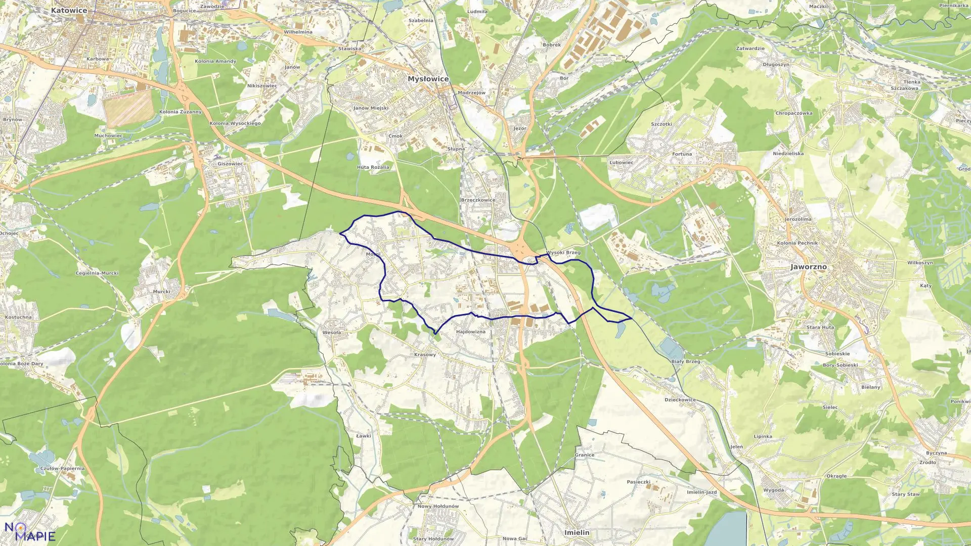 Mapa obrębu BRZEZINKA w mieście Mysłowice