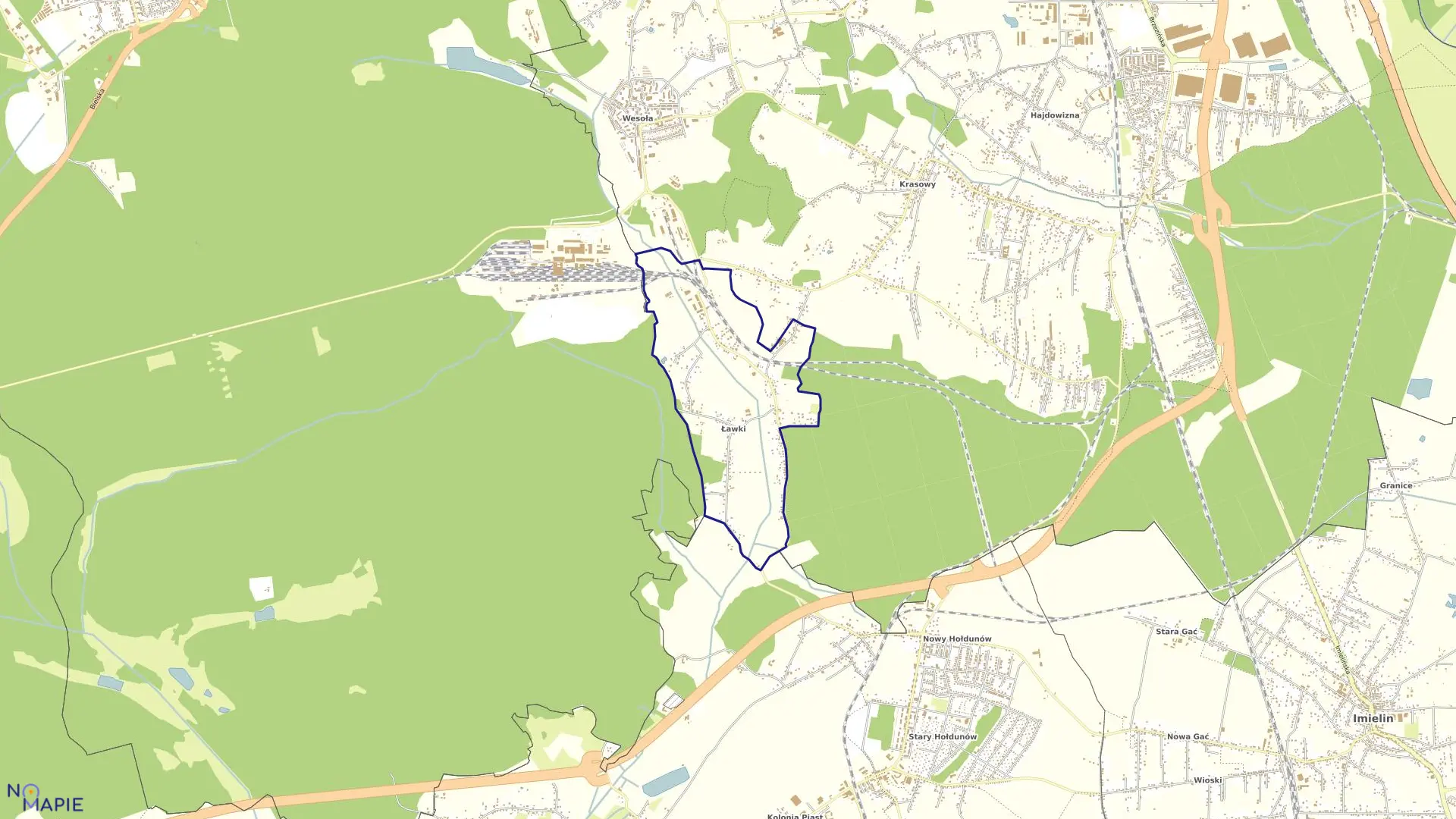 Mapa obrębu ŁAWKI w mieście Mysłowice