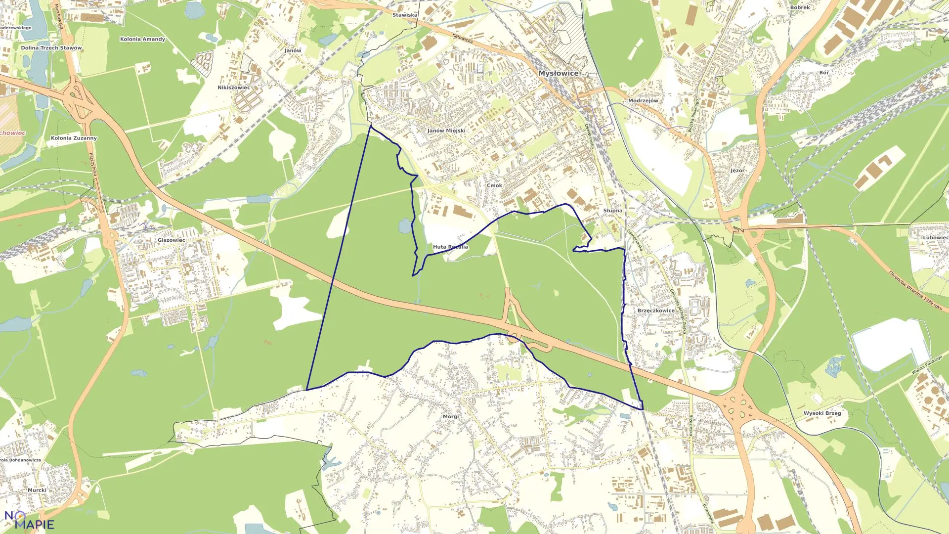 Mapa obrębu MYSŁOWICE LAS w mieście Mysłowice