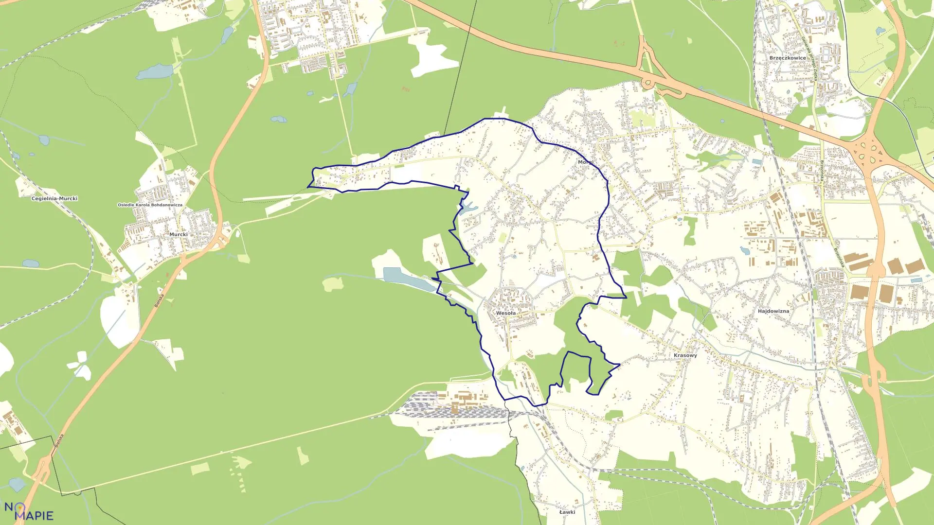 Mapa obrębu WESOŁA w mieście Mysłowice